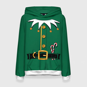 Женская толстовка 3D с принтом Christmas Elf Outfit в Кировске, 100% полиэстер  | двухслойный капюшон со шнурком для регулировки, мягкие манжеты на рукавах и по низу толстовки, спереди карман-кенгуру с мягким внутренним слоем. | christmas | claus | clothes | deer | elf | frost | helpers | new | north | outfit | pole | santa | year | год | дед | клаус | мороз | новый | одежда | олени | полюс | помощники | рождественский | рождество | санта | санты | северный | эльф