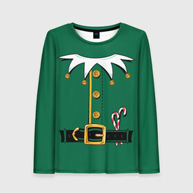 Женский лонгслив 3D с принтом Christmas Elf Outfit в Кировске, 100% полиэстер | длинные рукава, круглый вырез горловины, полуприлегающий силуэт | christmas | claus | clothes | deer | elf | frost | helpers | new | north | outfit | pole | santa | year | год | дед | клаус | мороз | новый | одежда | олени | полюс | помощники | рождественский | рождество | санта | санты | северный | эльф