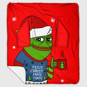 Плед с рукавами с принтом Pepe New Year    Pepe the Frog в Кировске, 100% полиэстер | Закругленные углы, все края обработаны. Ткань не мнется и не растягивается. Размер 170*145 | Тематика изображения на принте: pepe | pepe new year | pepe the frog | лягушенок пепе | лягушка | лягушка мем | мемы | новогодние | новогодние мемы | новый год | пепе | с новым годом