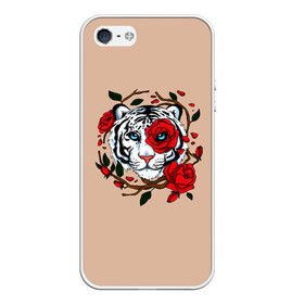 Чехол для iPhone 5/5S матовый с принтом White Tiger Symbol в Кировске, Силикон | Область печати: задняя сторона чехла, без боковых панелей | blue | christmas | eyes | face | flowers | glow | muzzle | new | rose | snow | symbol | tiger | tulip | white | winter | year | белый | глаза | год | года | зима | лицо | нового | новый | рождество | свечение | символ | синее | тигр | тигра