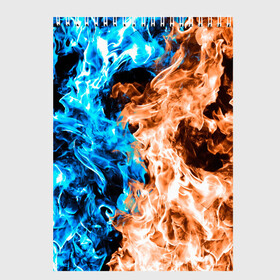 Скетчбук с принтом Огненное пламя в Кировске, 100% бумага
 | 48 листов, плотность листов — 100 г/м2, плотность картонной обложки — 250 г/м2. Листы скреплены сверху удобной пружинной спиралью | blue fire | blue flame | fire | fire and ice | fire and water | flame | neon | в огне | горящий | инь ян | инь янь | искры | неон | неоновый огонь | огненный | огонь | огонь и вода | огонь и лед | пламя | пожар | противостояние