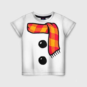 Детская футболка 3D с принтом Snowman Outfit в Кировске, 100% гипоаллергенный полиэфир | прямой крой, круглый вырез горловины, длина до линии бедер, чуть спущенное плечо, ткань немного тянется | attributes | buttons | christmas | new | scarf | snow | snowman | snowy | woman | year | атрибутика | баба | год | новый | пуговица | пуговицы | рождество | снег | снеговик | снежная | шарф