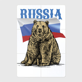 Магнитный плакат 2Х3 с принтом Символика России и медведь в Кировске, Полимерный материал с магнитным слоем | 6 деталей размером 9*9 см | Тематика изображения на принте: bear | courage | fearlessness | flag | force | muzzle | paws | power | russia | бесстрашие | лапы | медведь | мощь | мужество | отвага | россия | сила | флаг