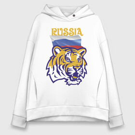 Женское худи Oversize хлопок с принтом Russian tiger в Кировске, френч-терри — 70% хлопок, 30% полиэстер. Мягкий теплый начес внутри —100% хлопок | боковые карманы, эластичные манжеты и нижняя кромка, капюшон на магнитной кнопке | courage | fearlessness | flag | force | muzzle | paws | power | russia | tiger | бесстрашие | лапы | мощь | мужество | отвага | россия | сила | тигр | флаг