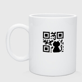 Кружка керамическая с принтом CAT QR CODE в Кировске, керамика | объем — 330 мл, диаметр — 80 мм. Принт наносится на бока кружки, можно сделать два разных изображения | cat | cats | meow | qr code | qr код | qrcode | qrкод | quick response code | кот | котик | котики | коты | кошка | кошки | куар | куар код | кью ар код | матричных штриховых кодов | мяу | штриховых кодов