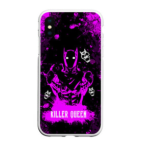 Чехол для iPhone XS Max матовый с принтом JOJO   KILLER QUEEN   КОРОЛЕВА УБИЙЦА   АРТ в Кировске, Силикон | Область печати: задняя сторона чехла, без боковых панелей | adventure | jojo | jojos bizarre | jojos bizarre adventure | killer queen | pattern | yare yare daze | аниме | брызги | джоджо | манга | розовый | узор | яре яре дазе