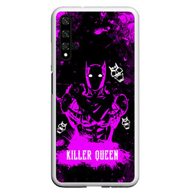 Чехол для Honor 20 с принтом JOJO   KILLER QUEEN   КОРОЛЕВА УБИЙЦА   АРТ в Кировске, Силикон | Область печати: задняя сторона чехла, без боковых панелей | Тематика изображения на принте: adventure | jojo | jojos bizarre | jojos bizarre adventure | killer queen | pattern | yare yare daze | аниме | брызги | джоджо | манга | розовый | узор | яре яре дазе