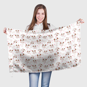Флаг 3D с принтом Милые собачки разных пород в Кировске, 100% полиэстер | плотность ткани — 95 г/м2, размер — 67 х 109 см. Принт наносится с одной стороны | пес | песик | порода | собака | собачка