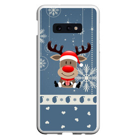 Чехол для Samsung S10E с принтом New Years Deer в Кировске, Силикон | Область печати: задняя сторона чехла, без боковых панелей | 2021 | 2022 | happy new year | happy new year 2022 | новогодний олень | новый год | новый год 2022 | олень с подарком