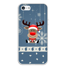 Чехол для iPhone 5/5S матовый с принтом New Years Deer в Кировске, Силикон | Область печати: задняя сторона чехла, без боковых панелей | Тематика изображения на принте: 2021 | 2022 | happy new year | happy new year 2022 | новогодний олень | новый год | новый год 2022 | олень с подарком