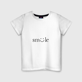 Детская футболка хлопок с принтом Смайлик (улыбка) в Кировске, 100% хлопок | круглый вырез горловины, полуприлегающий силуэт, длина до линии бедер | девушке | подарок | смайлик | смех | улыбка