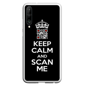 Чехол для Honor P30 с принтом Keep calm and scan me: fuck off в Кировске, Силикон | Область печати: задняя сторона чехла, без боковых панелей | Тематика изображения на принте: crown | cute | keep calm and scan me | qr code | qr код | royal motto | королевский девиз | корона | милый | пошел ты | успокойся и просканируй меня