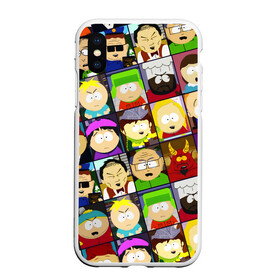 Чехол для iPhone XS Max матовый с принтом SOUTH PARK   ЮЖНЫЙ ПАРК   УЗОР   PATTERN в Кировске, Силикон | Область печати: задняя сторона чехла, без боковых панелей | eric cartman | park | pattern | south | south park | кайл | картман | картмен | кени | кеннет | кенни | они убили кени | парк | саус парк | сволочи | стэнли | узор | эрик | южный | южный парк