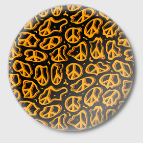 Значок с принтом Пацифик. Знак мира в Кировске,  металл | круглая форма, металлическая застежка в виде булавки | pacific | peace | жест | знак | мир | мирный | пацифик | пис