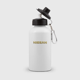 Бутылка спортивная с принтом Авто NISSAN (золотой) в Кировске, металл | емкость — 500 мл, в комплекте две пластиковые крышки и карабин для крепления | nissan | авто | автомобили | мужчине | ниссан | подарок
