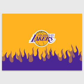 Поздравительная открытка с принтом LA LAKERS NBA FIRE ЛЕЙКЕРС ОГОНЬ в Кировске, 100% бумага | плотность бумаги 280 г/м2, матовая, на обратной стороне линовка и место для марки
 | Тематика изображения на принте: america | basketball | kobe bryant | la | la lakers | lakers | los angeles lakers | nba | usa | баскетбол | кобе брайант | лос анджелес лейкерс | нба | сша