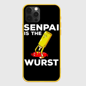 Чехол для iPhone 12 Pro с принтом SENPAI IS THE WURST сосиска и горчичка в Кировске, силикон | область печати: задняя сторона чехла, без боковых панелей | Тематика изображения на принте: ahegao | anime | kawai | kowai | manga | oppai | otaku | sempai | senpai | sugoi | waifu | yandere | аниме | ахегао | вайфу | ковай | манга | отаку | семпай | сенпай | тренд