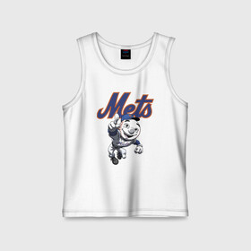 Детская майка хлопок с принтом New York Mets в Кировске,  |  | ball | baseball | mascot | new york | team | usa | бейсбол | мяч | нью йорк | сша | талисман