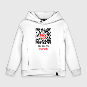 Детское худи Oversize хлопок с принтом QR Love в Кировске, френч-терри — 70% хлопок, 30% полиэстер. Мягкий теплый начес внутри —100% хлопок | боковые карманы, эластичные манжеты и нижняя кромка, капюшон на магнитной кнопке | Тематика изображения на принте: 19 | code | corona | covid | heart | like | love | meme | memes | ncov | ncov19 | qr | quick | response | secret | virus | антивирус | антикоронавирус | быстрый | вирус | ковид | код | корона | коронавирус | лайк | любовь | мем | мемы | отклик