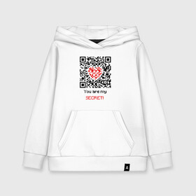 Детская толстовка хлопок с принтом QR-Love в Кировске, 100% хлопок | Круглый горловой вырез, эластичные манжеты, пояс, капюшен | 19 | code | corona | covid | heart | like | love | meme | memes | ncov | ncov19 | qr | quick | response | secret | virus | антивирус | антикоронавирус | быстрый | вирус | ковид | код | корона | коронавирус | лайк | любовь | мем | мемы | отклик