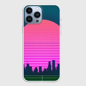 Чехол для iPhone 13 Pro Max с принтом город солнца в Кировске,  |  | Тематика изображения на принте: город в закате | город солнца | закат | расвет | розовое солнце | солнце