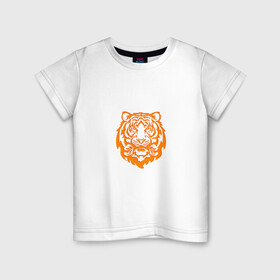 Детская футболка хлопок с принтом Символ года (тигренок оранжевый) в Кировске, 100% хлопок | круглый вырез горловины, полуприлегающий силуэт, длина до линии бедер | 2022 | новый год | подарок | символ года | тигр | тигренок
