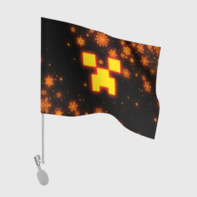Флаг для автомобиля с принтом НОВОГОДНИЙ ОГНЕННЫЙ КРИПЕР CREEPER FIRE в Кировске, 100% полиэстер | Размер: 30*21 см | 2022 | block | creeper | cube | minecraft | piggy | pixel | tnt | блок | гаст | геометрия | дед мороз | крафт | крипер | кубики | майнкрафт | новогодний minecraft | новогодний майнкрафт | новый год | пиксели | санта клаус | свинья | тнт