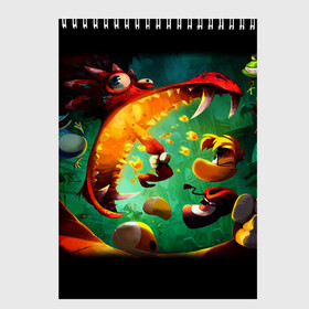 Скетчбук с принтом Rayman Legend в Кировске, 100% бумага
 | 48 листов, плотность листов — 100 г/м2, плотность картонной обложки — 250 г/м2. Листы скреплены сверху удобной пружинной спиралью | аркада | дракон | игра | кулак | рейман