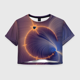 Женская футболка Crop-top 3D с принтом Black Hole Tribute design в Кировске, 100% полиэстер | круглая горловина, длина футболки до линии талии, рукава с отворотами | астрономия | астрофизика | вселенная | галактика | звезда | космос | фрактал | черная дыра