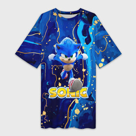 Платье-футболка 3D с принтом [Sonic]  Бежит со скоростью звука в Кировске,  |  | game | sega | sonic | sonic the hedgehog | видеоигра | доктор эггман | звуковой | игра | со скоростью звука | соник | соник в кино