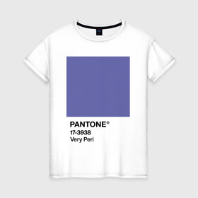Женская футболка хлопок с принтом Цвет Pantone 2022 года - Very Peri в Кировске, 100% хлопок | прямой крой, круглый вырез горловины, длина до линии бедер, слегка спущенное плечо | pantone | very peri | violet | графический дизайн | дизайн | дизайнерский мем | дизигн | дизигнер | мем | пантон | сиреневый | фиолетовый | цвет 2022 года | цвет года | цвет пантон