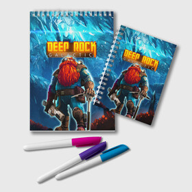 Блокнот с принтом Deep Rock Galactic / Scout в Кировске, 100% бумага | 48 листов, плотность листов — 60 г/м2, плотность картонной обложки — 250 г/м2. Листы скреплены удобной пружинной спиралью. Цвет линий — светло-серый
 | Тематика изображения на принте: collier | deep rock galactic | drg | dwarf | gnome | miner | pitman | scout | гном | дип рок галактик | добыча минералов | космические шахтеры | разведчик | шахтеры