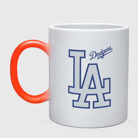 Кружка хамелеон с принтом Los Angeles Dodgers - baseball team в Кировске, керамика | меняет цвет при нагревании, емкость 330 мл | baseball | dodgers | los angeles | team | бейсбол | лосанжелес | сша