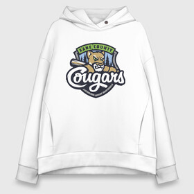 Женское худи Oversize хлопок с принтом Kane County Cougars - baseball team в Кировске, френч-терри — 70% хлопок, 30% полиэстер. Мягкий теплый начес внутри —100% хлопок | боковые карманы, эластичные манжеты и нижняя кромка, капюшон на магнитной кнопке | baseball | bat | cougar | eyes | forest | muzzle | team | usa | utah | бейсбол | бита | глаза | лес | пума | сша | юта