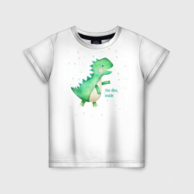 Детская футболка 3D с принтом Dino inside в Кировске, 100% гипоаллергенный полиэфир | прямой крой, круглый вырез горловины, длина до линии бедер, чуть спущенное плечо, ткань немного тянется | внутри | дино | динозавр | динозавр внутри | зверь | зверь внутри | зеленый | юрский период