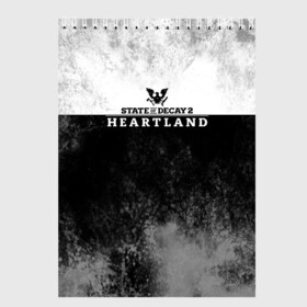 Скетчбук с принтом State of Decay | Heartland | Logo в Кировске, 100% бумага
 | 48 листов, плотность листов — 100 г/м2, плотность картонной обложки — 250 г/м2. Листы скреплены сверху удобной пружинной спиралью | heartland | logo | state of decay | survival horror | undead labs | загнивающий штат | зомби апокалипсис | лого | логотип | стадия разложения | стейт оф декай | эмблема