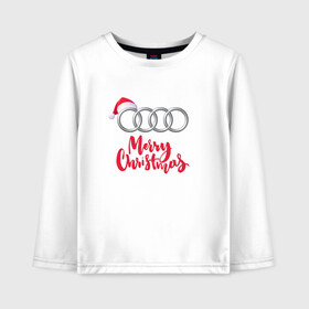 Детский лонгслив хлопок с принтом AUDI MERRY CHRISTMAS в Кировске, 100% хлопок | круглый вырез горловины, полуприлегающий силуэт, длина до линии бедер | audi | auto | autosport | perfomance | quattro | rs | sport | авто | авто спорт | автомобиль | автомобильные | автоспорт | ауди | кватро | марка | машины | перфоманс | рс | спорт