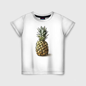 Детская футболка 3D с принтом Pineapple watercolor в Кировске, 100% гипоаллергенный полиэфир | прямой крой, круглый вырез горловины, длина до линии бедер, чуть спущенное плечо, ткань немного тянется | pineapple | ананас | графика | еда | рисунок | фрукт