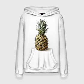 Женская толстовка 3D с принтом Pineapple watercolor в Кировске, 100% полиэстер  | двухслойный капюшон со шнурком для регулировки, мягкие манжеты на рукавах и по низу толстовки, спереди карман-кенгуру с мягким внутренним слоем. | pineapple | ананас | графика | еда | рисунок | фрукт