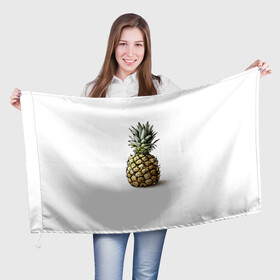 Флаг 3D с принтом Pineapple watercolor в Кировске, 100% полиэстер | плотность ткани — 95 г/м2, размер — 67 х 109 см. Принт наносится с одной стороны | pineapple | ананас | графика | еда | рисунок | фрукт