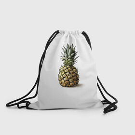 Рюкзак-мешок 3D с принтом Pineapple watercolor в Кировске, 100% полиэстер | плотность ткани — 200 г/м2, размер — 35 х 45 см; лямки — толстые шнурки, застежка на шнуровке, без карманов и подкладки | pineapple | ананас | графика | еда | рисунок | фрукт