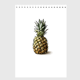 Скетчбук с принтом Pineapple watercolor в Кировске, 100% бумага
 | 48 листов, плотность листов — 100 г/м2, плотность картонной обложки — 250 г/м2. Листы скреплены сверху удобной пружинной спиралью | pineapple | ананас | графика | еда | рисунок | фрукт