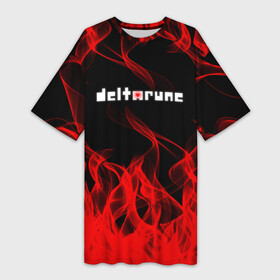 Платье-футболка 3D с принтом Deltarune Fire. в Кировске,  |  | deltarune | deltarune 2 | fire | game | undertale символ | дельта | дельтарун | дельтарун 2 | знак руин андертейл | значок дельтарун пиксель | игра | огонь | руна