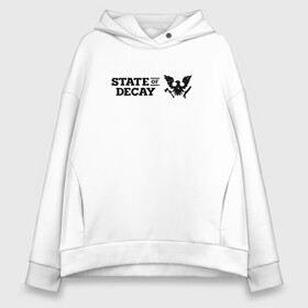 Женское худи Oversize хлопок с принтом Black Logo State of Decay в Кировске, френч-терри — 70% хлопок, 30% полиэстер. Мягкий теплый начес внутри —100% хлопок | боковые карманы, эластичные манжеты и нижняя кромка, капюшон на магнитной кнопке | Тематика изображения на принте: logo | state of decay | survival horror | undead labs | загнивающий штат | зомби апокалипсис | лого | логотип | стадия разложения | стейт оф декай | эмблема