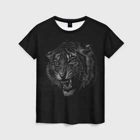 Женская футболка 3D с принтом Tiger 2022! в Кировске, 100% полиэфир ( синтетическое хлопкоподобное полотно) | прямой крой, круглый вырез горловины, длина до линии бедер | animal | арт | большие кошки | графика | животные | звери | тигр