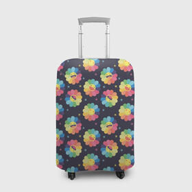 Чехол для чемодана 3D с принтом Веселые ромашки в Кировске, 86% полиэфир, 14% спандекс | двустороннее нанесение принта, прорези для ручек и колес | настроение | паттерн | природа | ромашки | цветик семицветик | цветы