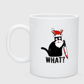 Кружка керамическая с принтом НОВОГОДНИЙ WHAT CAT в Кировске, керамика | объем — 330 мл, диаметр — 80 мм. Принт наносится на бока кружки, можно сделать два разных изображения | 2022 | cat | cats | christmas | cold | garland | klaus | mem | meme | memes | merry | new | santa | snow | what | winter | year | герлянды | гирлянда | год | зима | клаус | кот | котейка | котенок | котик | котэ | кошка | мем | мемы | мороз