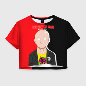 Женская футболка Crop-top 3D с принтом One Punch-Man хипстер Сайтама в Кировске, 100% полиэстер | круглая горловина, длина футболки до линии талии, рукава с отворотами | hagemanto | one punch man | one punchman | onepunchman | saitama | sensei | аниме | ван панч мен | ванпанчмен | лысый плащ | манга | сайтама | сильнейший человек | учитель | человек одинудар | человек одного удара