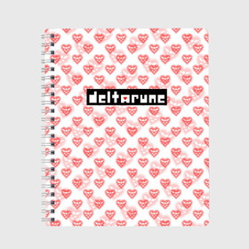 Тетрадь с принтом DELTARUNE PATTERN LOGO в Кировске, 100% бумага | 48 листов, плотность листов — 60 г/м2, плотность картонной обложки — 250 г/м2. Листы скреплены сбоку удобной пружинной спиралью. Уголки страниц и обложки скругленные. Цвет линий — светло-серый
 | Тематика изображения на принте: deltarune | deltarune 2 | game | patern | pattern | undertale символ | дельта | дельтарун | дельтарун 2 | знак руин андертейл | значок дельтарун пиксель | игра | патерн | паттерн | руна