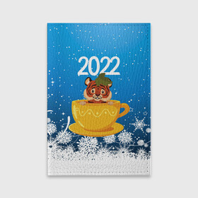 Обложка для паспорта матовая кожа с принтом Тигр в кружке (Новый год 2022) в Кировске, натуральная матовая кожа | размер 19,3 х 13,7 см; прозрачные пластиковые крепления | 2022 | год тигра | новый год | новый год 2022 | символ года | тигр | тигренок | тигрица | тигры